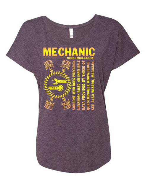 Being A Mechanic T Shirt, Who Does Precision Guesswork T Shirt, Cool Shirt (Ladies' Triblend Dolman Sleeve)
