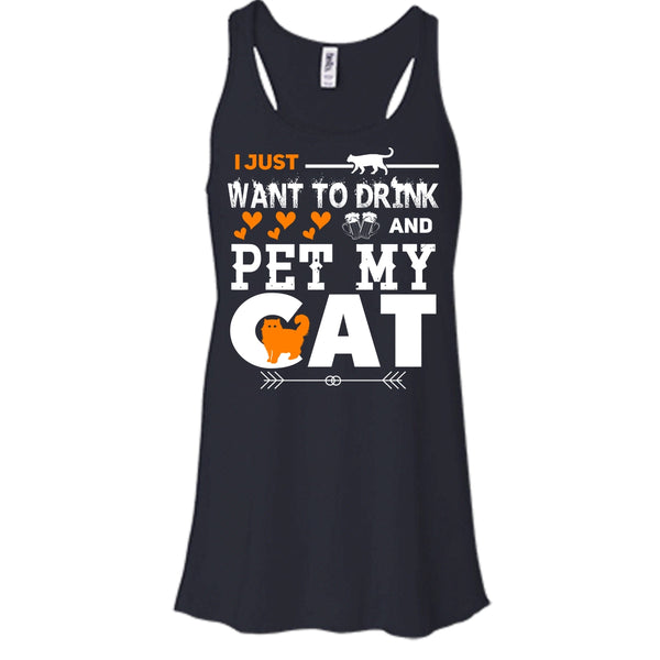 I Just Want To Drink And Pet My Cat Shirt, Cool Cat Shirt