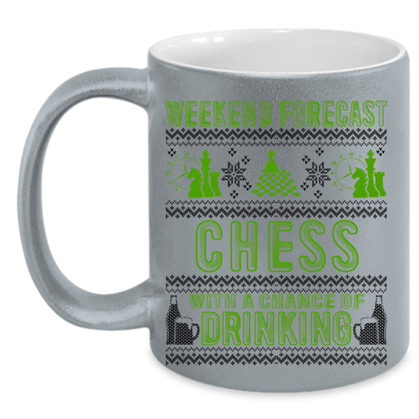 Chance Of Drinking Coffee Mug, Weekend Forecast Chess Accent Mug
