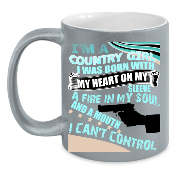 I Was Born With My Heart Coffee Mug, I'm A Country Girl Accent Mug