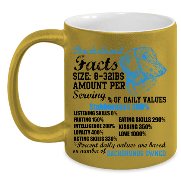 Gift For Dachshund Owner Coffee Mug, Dachshund Facts Accent Mug