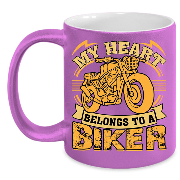 My Heart Belongs To A Biker Coffee Mug, I Love Biker Coffee Cup