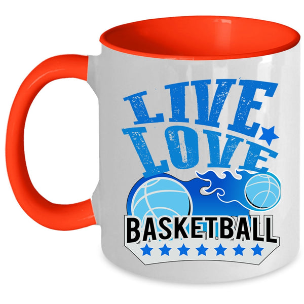 Cute Basketball Player Coffee Mug, Live Love Basketball Accent Mug