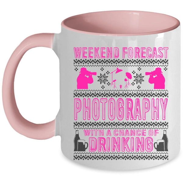 Cute Photographer Coffee Mug, Weekend Forecast Photography Accent Mug