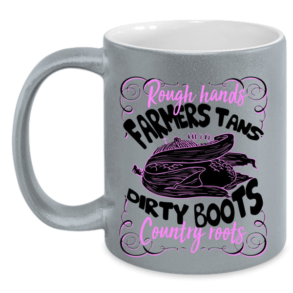 Dirty Boots Country Roots Coffee Mug, Rough Hands Farmers Tans Accent Mug