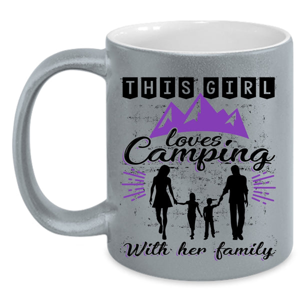 Cute Mom Coffee Mug, This Girl Loves Camping With Her Family Accent Mug
