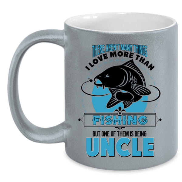 I Love Being Uncle Coffee Mug, I Love Fishing Accent Mug