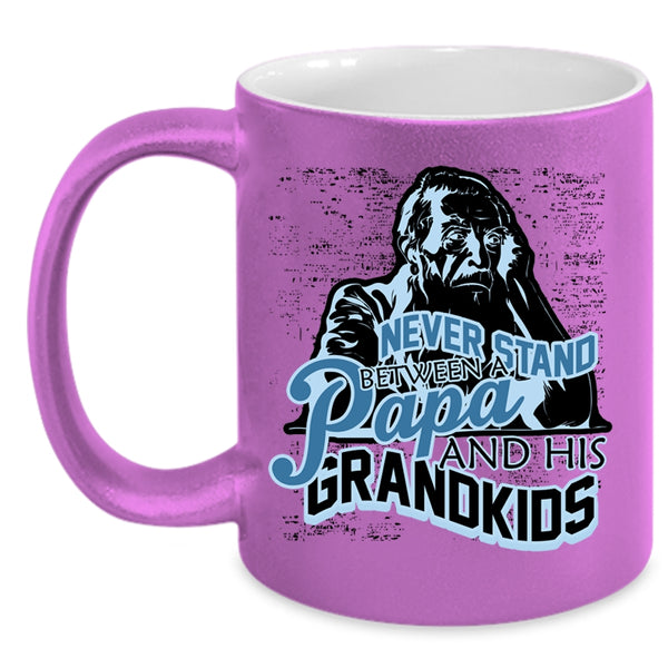 Papa Coffee Mug, Never Stand Between A Papa And His Grandkids Accent Mug