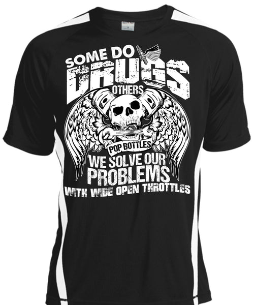 A black t-shirt with the shopify logo