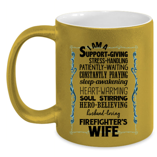 Just Married Coffee Mug, I Am A Firefighter's Wife Accent Mug