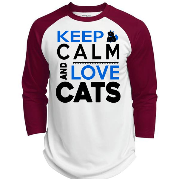Keep Calm And Love Cats T Shirt, I Love Cat T Shirt, Cool Pets T Shirt  (Polyester Game Baseball Jersey)