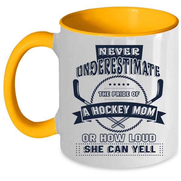 Awesome Hockey Mom Coffee Mug, The Pride Of A Hockey Mom Accent Mug