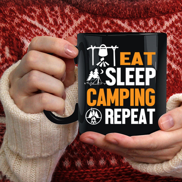 Eat Sleep Camping Repeat Coffee Mug, I Love Camping Coffee Cup