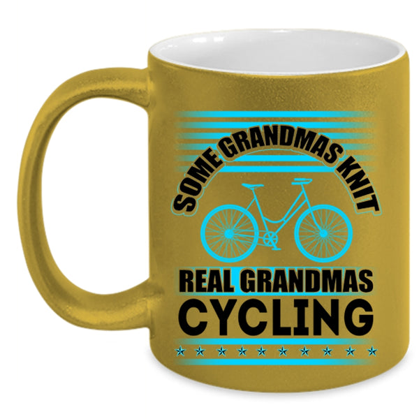 Real Grandmas Cycling Coffee Mug, Some Grandmas Knit Accent Mug