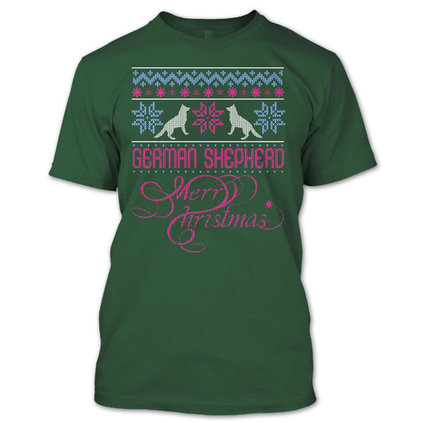 German Shepherd T Shirt, Merry Christmas T Shirt