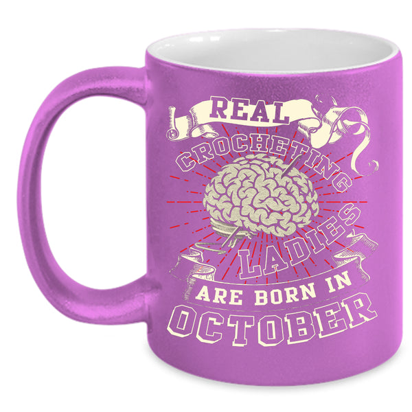 Real Crocheting Ladies Coffee Mug, Born In October Coffee Cup