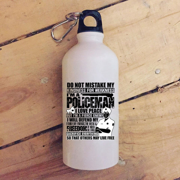 I'm A Policeman 20 oz Stainless Steel Bottle,I Will Defend My Family My Friends Outdoor Sports Water Bottle