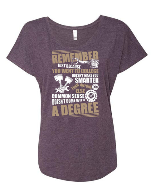 You Went To College T Shirt, Being A Mechanic T Shirt, Cool Shirt (Ladies' Triblend Dolman Sleeve)