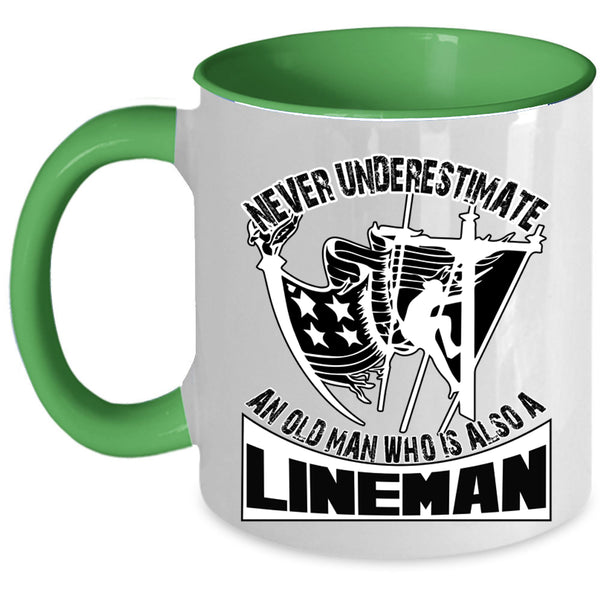 Awesome Grandpas Coffee Mug, An Old Man Is A Lineman Accent Mug