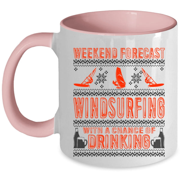 Chance Of Drinking Coffee Mug, Weekend Forecast Windsurfing Accent Mug