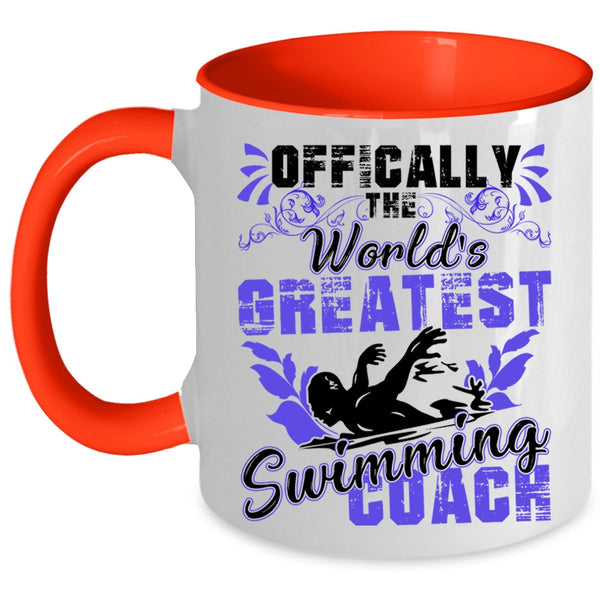 Cute Swimming Coach Coffee Mug, The World's Greatest Swimming Coach Accent Mug
