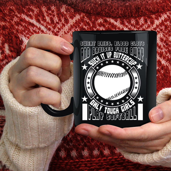 Only Touch Girls Play Softball Coffee Mug, Awesome Girls Coffee Cup