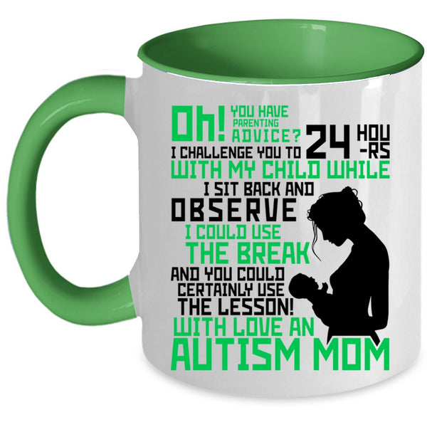 Cute Mom Coffee Mug, Love An Autism Mom Accent Mug
