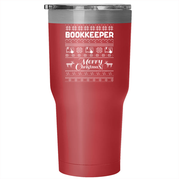 Bookkeeper Tumbler 30 oz Stainless Steel, Merry Christmas Travel Mug
