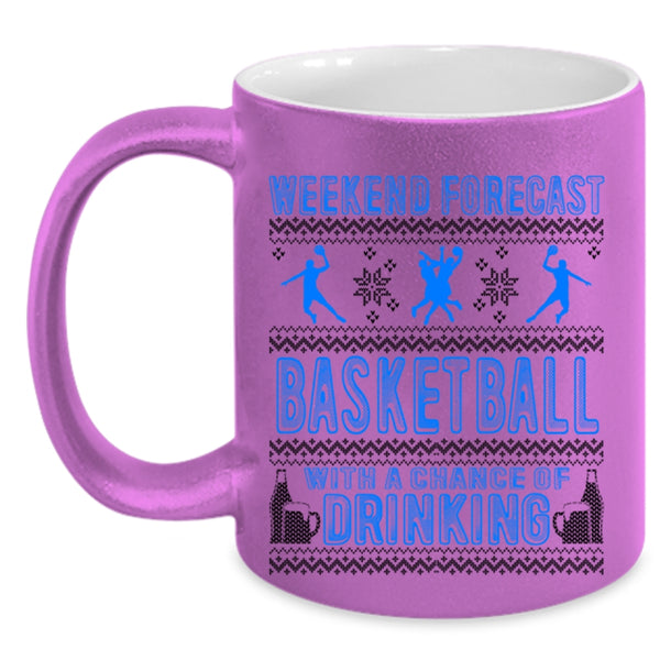 Funny Basketball Player Coffee Mug, Weekend Forecast Basketball Accent Mug