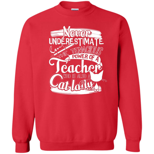 Power Of A Teacher T Shirt, Who Is Also A Cat Lady Sweatshirt