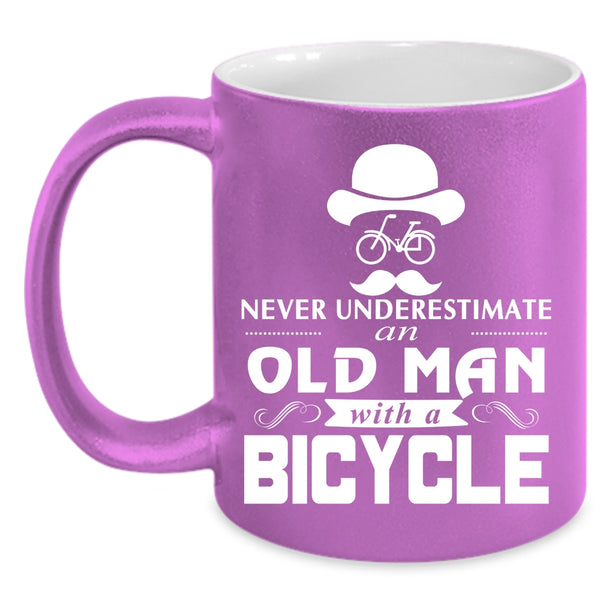 An Old Man With A Bicycle Coffee Mug, Cool Gift For Grandpas Coffee Cup