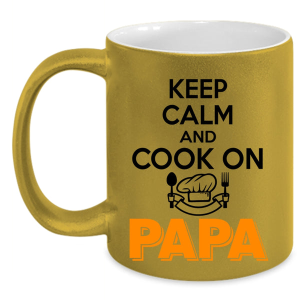 Papa Coffee Mug, Keep Calm And Cook On Accent Mug