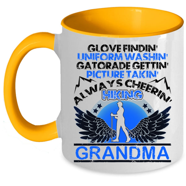 Always Cheering Hiking Grandma Coffee Mug, Glove Finding Picture Taking Accent Mug