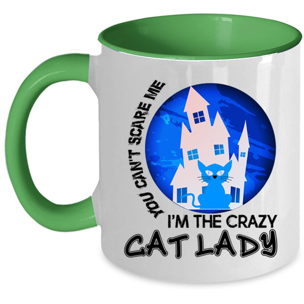 Cool Halloween Coffee Mug, I'm The Crazy Cat Lady Accent Mug