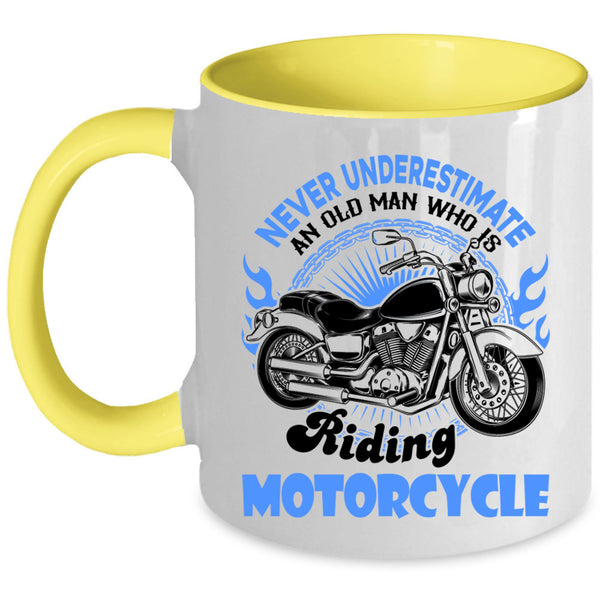 Cool Grandpa Coffee Mug, An Old Man Is Riding Motorcycle Accent Mug