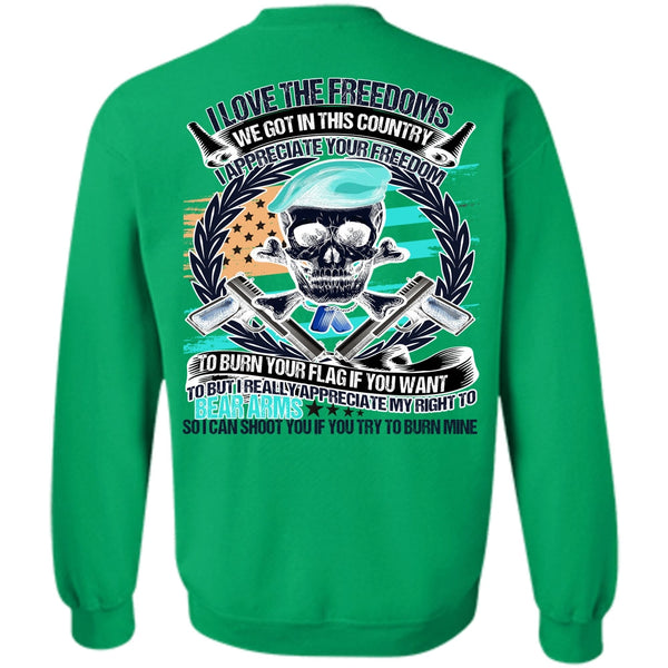 I Love Veteran T Shirt, I Love The Freedoms Sweatshirt