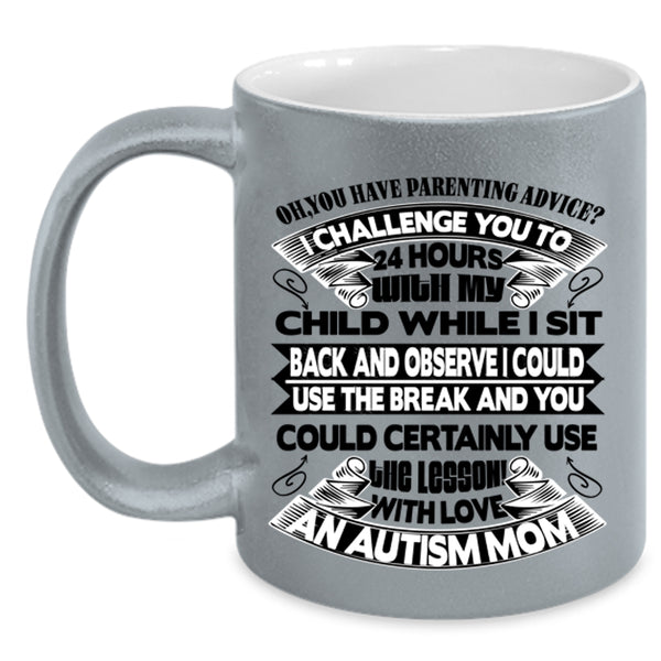Awesome Mom Coffee Mug, With Love An Autism Mom Accent Mug