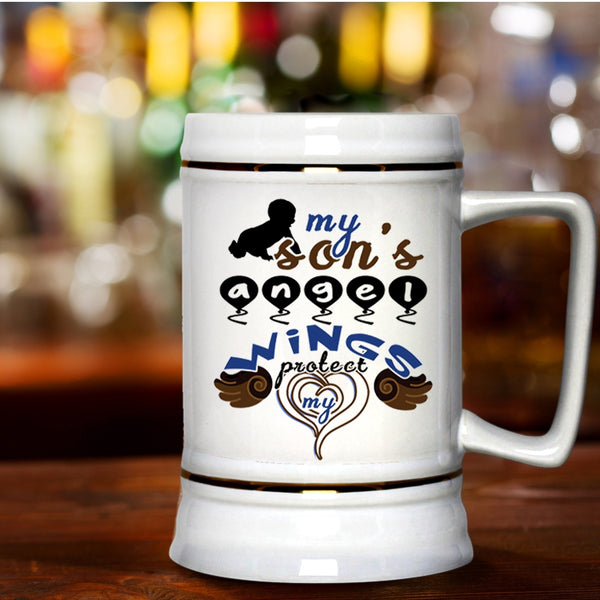 My Son Beer Stein 22oz, My Son's Angel Wings Protect My Heart Beer Mug