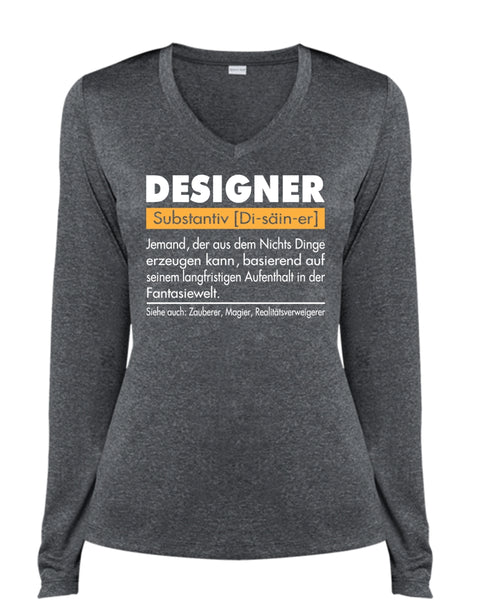 Being A Designer T Shirt, My Job T Shirt, My Favorite T Shirt (Ladies LS Heather V-Neck)
