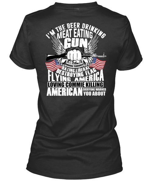 Meat Eating Gun T Shirt, Flying America T Shirt