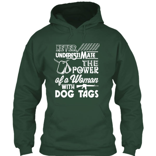 Never Underestimate The Power Of A Woman With A Dog Tag T Shirt, Coolest Veteran Mom T Shirt