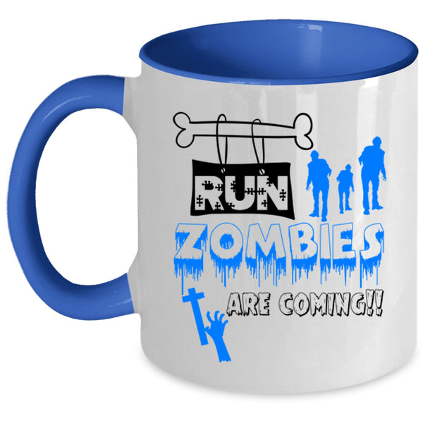 Halloween Ghost Coffee Mug, Run Zombies Are Coming Accent Mug