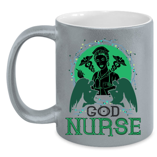 Cute Gift For Nurses Coffee Mug, God Nurse Accent Mug