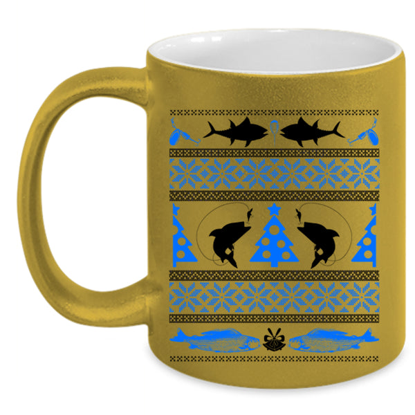 Christmas Tree  Coffee Mug, Funny Fishing Accent Mug