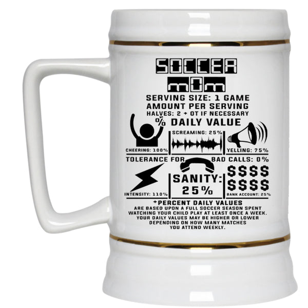 I Love Soccer Mom Beer Stein 22oz, Soccer Mom Beer Mug