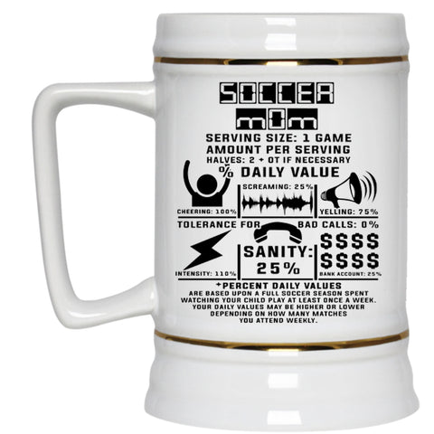 I Love Soccer Mom Beer Stein 22oz, Soccer Mom Beer Mug