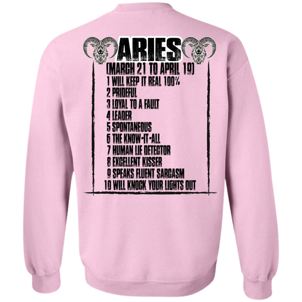 I Love Aries T Shirt, Aries Will Knock Your Lights Out Sweatshirt