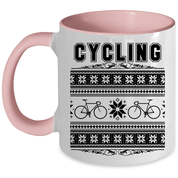 I Love Christmas  Coffee Mug, Cycling Accent Mug