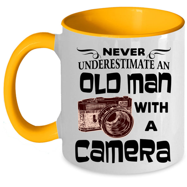 Awesome Grandpas Coffee Mug, Old Man With A Camera Accent Mug