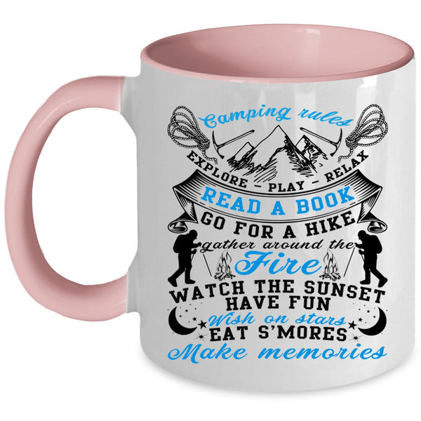 Cool Gift For Camper Coffee Mug, Camping Rules Accent Mug